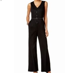 Nine West Pinstripe Sleeveless Jumpsuit